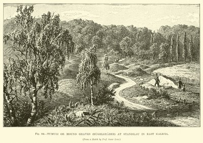 Tumuli eller Mound Graves (Hugelgraber) ved Stanislau i Øst-Galicia av English School