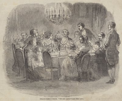 Tolvte natt i Frankrike, "Kongen drikker" (gravering) av English School