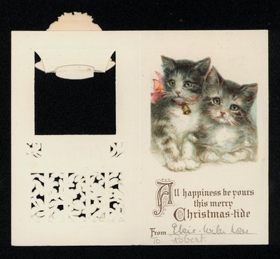 Zwei Kätzchen, Weihnachtsgrußkarte von English School