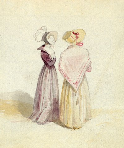 To kvinner i panser, ca. 1825 (wc på papir) av English School