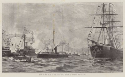 Typer av marinen ved Royal Naval Review på Spithead, 23. juli 1887 (litho) av English School