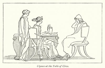 Ulysses ved Table of Circe (litho) av English School