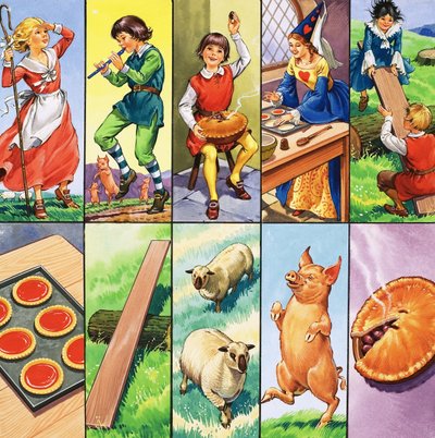 Uidentifisert montasje av barnerimfigurer av English School