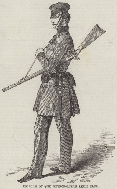 Uniform fra Metropolitan Rifle Club (gravering) av English School