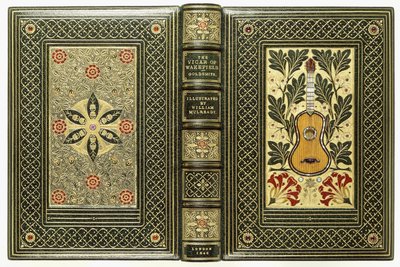 Øvre og nedre deksler, med gitar- og blomsterdesign, 1843 av English School