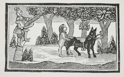 Valentine og Orson, illustrasjon fra Chap-books of the Eighteenth Century av John Ashton, pub. 1882 av English School