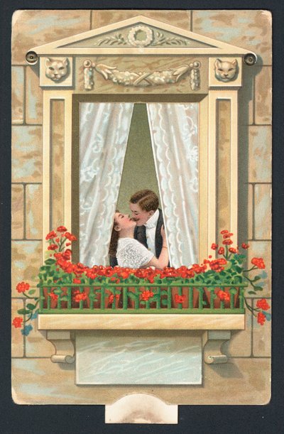 Valentinsdagskort med kyssende par av English School