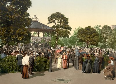 Valley Gardens, Harrogate, utgivelsesdato 1900 (fargelitografi) av English School