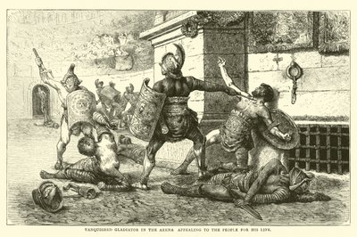 Beseiret Gladiator på arenaen appellerer til folket for sitt liv av English School