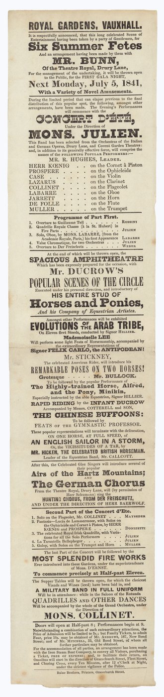 Vauxhall Gardens, annonse av English School