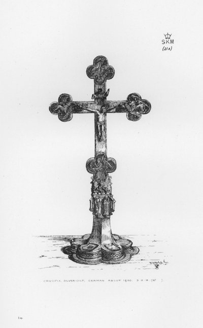 Victoria And Albert Museum: Krusifiks, sølvforgylt, tysk ca 1400 av English School