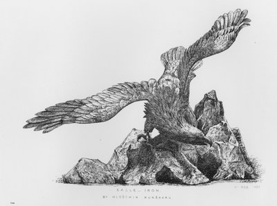 Victoria And Albert Museum: Eagle, iron, av Migochin Muneharu (gravering) av English School