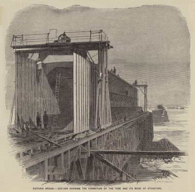 Victoria Bridge, snitt som viser rørets dannelse og struktur (gravering) av English School