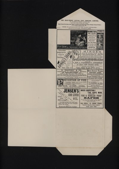 Viktoriansk halvpenny postpapir (litho) av English School