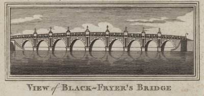 Utsikt over Blackfriars Bridge, London (gravering) av English School