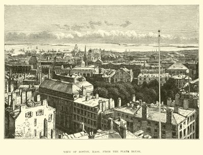 Utsikt over Boston, Massachusetts fra State House av English School