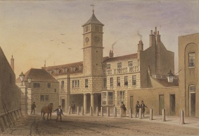 Utsikt over Bridge House i Bridge Yard, Tooley Street, 1846 (wc på papir) av English School