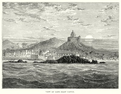 Utsikt over Cape Coast Castle (gravering) av English School