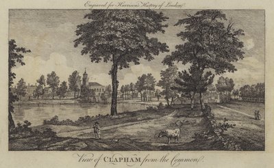 Utsikt over Clapham fra Common (gravering) av English School