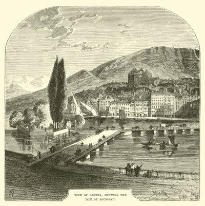 Utsikt over Genève, som viser Isle of Rousseau av English School