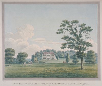 Utsikt over Hillingdon House, ca. 1820 (wc på papir) av English School
