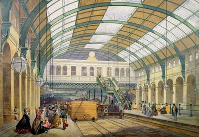 Utsikt over Kings Cross undergrunnsstasjon, ca. 1865 av English School
