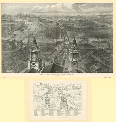 Utsikt over London fra St Pauls på Lord Mayors Day av English School