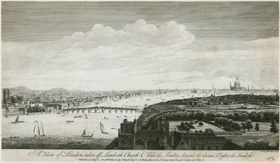 Utsikt over London tatt av Lambeth Church av English School