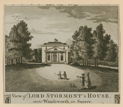 Utsikt over Lord Stormonts House nær Wandsworth i Surrey av English School