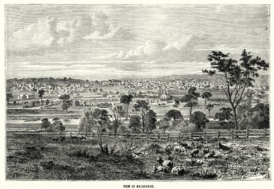 Utsikt over Melbourne (gravering) av English School