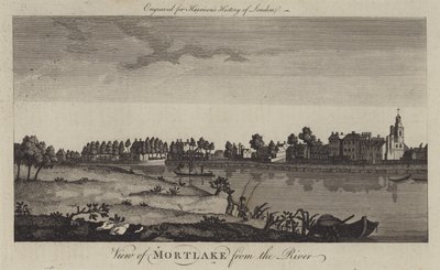 Utsikt over Mortlake fra Themsen (gravering) av English School