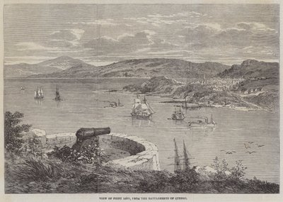 Utsikt over Point Levi, fra Battlements of Quebec (gravering) av English School