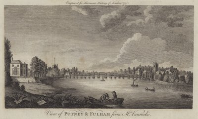 Utsikt over Putney og Fulham fra Mr Vannecks (gravering) av English School