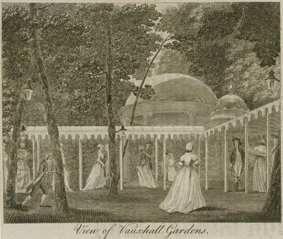 Utsikt over Vauxhall Gardens, London av English School