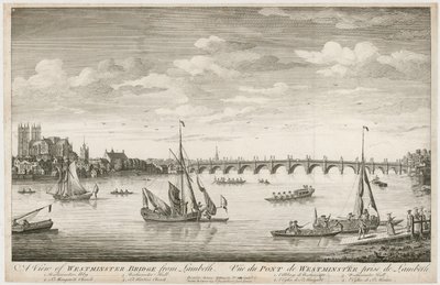 Utsikt over Westminster Bridge, fra Lambeth av English School