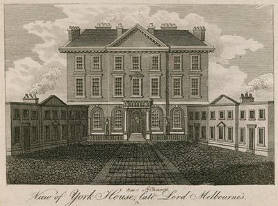 Utsikt over York House (senere Albany), huset til avdøde Lord Melbourne av English School