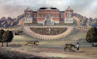 Utsikt over et landsted i en park, ca. 1825 (gouache på papir) av English School