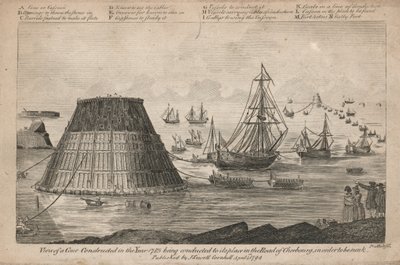 Utsikt over en kjegle konstruert i år 1785 som ble ført til sin plass i veien til Cherbourg av English School