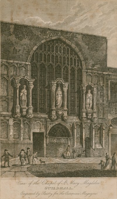 Utsikt over kapellet St Mary Magdelen, Guildhall, London av English School