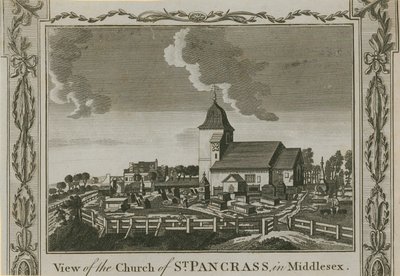 Utsikt over kirken St Pancras av English School