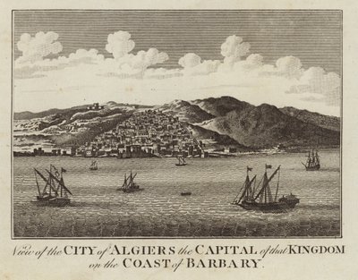 Utsikt over byen Alger, hovedstaden i det kongeriket på kysten av Barbary av English School