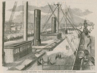 Utsikt over Great Eastern fra en av padleboksene, ser akterover av English School