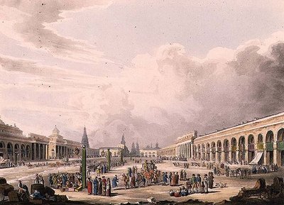 Utsikt over det store torget med butikkene i Moskva, plate 3 fra 