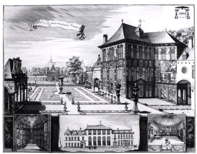Utsikt over Hilwerue-huset som tilhører Peter Paul Rubens (1577-1640) 1692 (gravering) (bw-foto) av English School