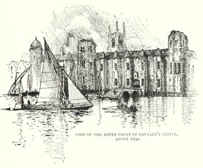 Utsikt over sørfronten til Baynard's Castle, ca 1640 (gravering) av English School
