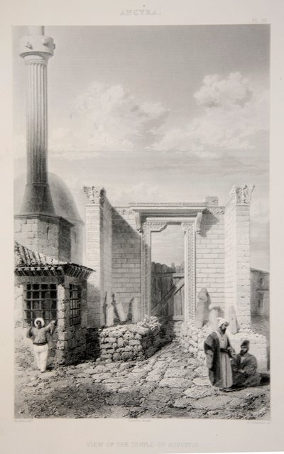 Utsikt over Augustus-tempelet, pub. 1863 litografi. av English School