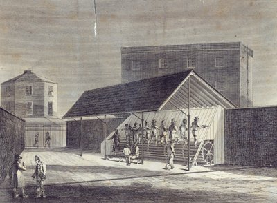 View of the Tread Mill for the Employment of Prisoners, reist ved House of Correction at Brixton, utgitt av Gent. Mag., juli 1822 av English School
