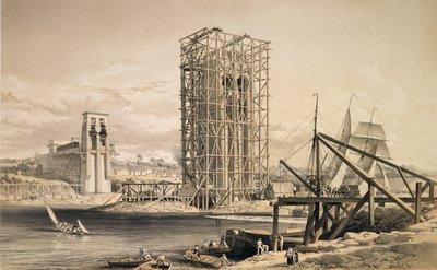 Utsikt over konstruksjonen av Britannia Tubular Bridge av English School