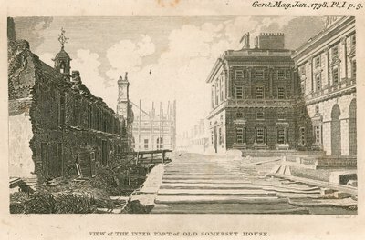 Utsikt over den indre delen av det gamle Somerset House, Strand, London av English School