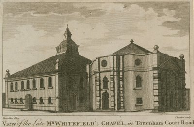 Utsikt over avdøde Mr Whitefields Chapel i Tottenham Court Road, London av English School